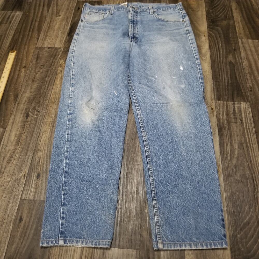 Vintage Carhartt Mens 38x34 Blue Relaxed Fit Stone Wash Denim Jeans B17-DST Y2k
